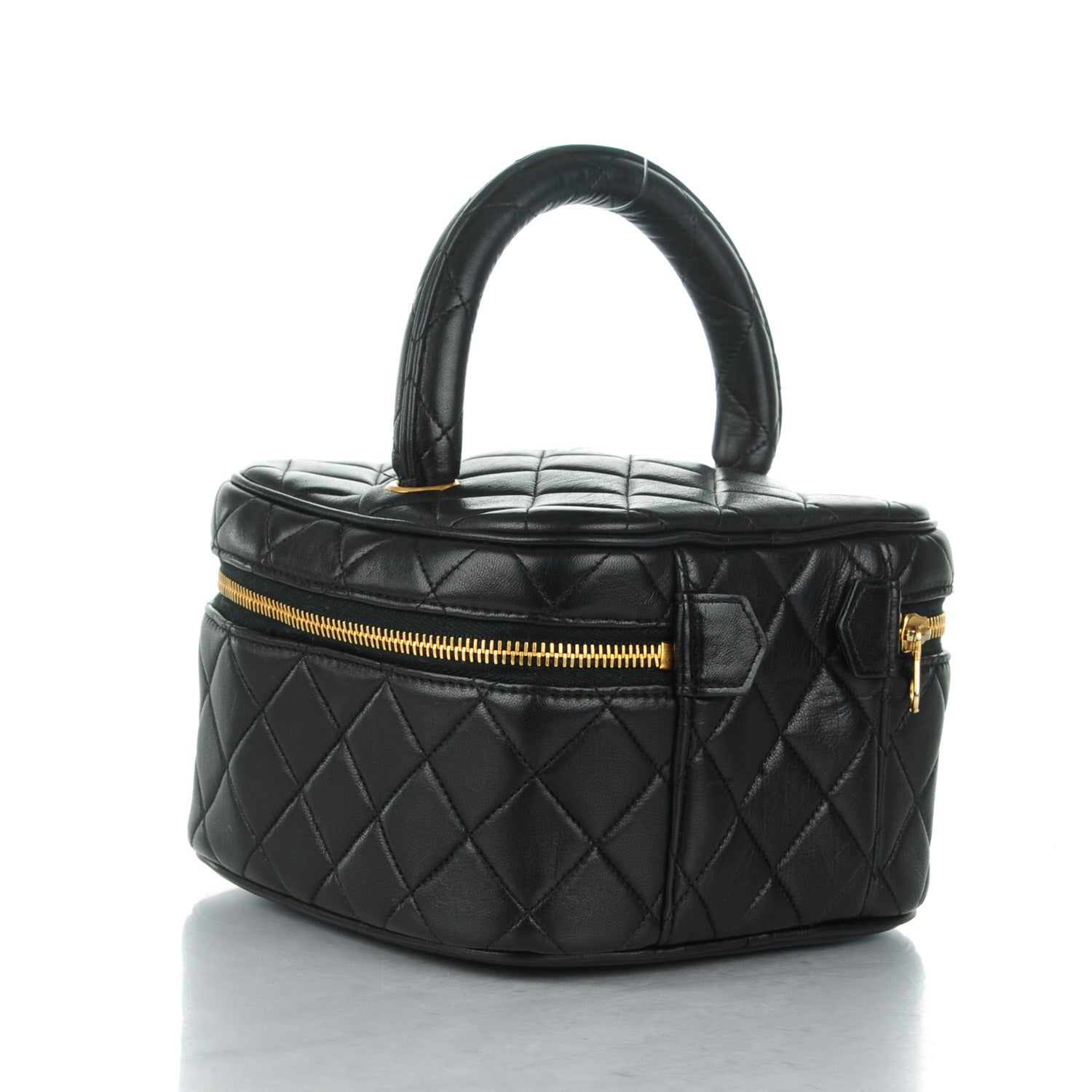 Chanel Lambskin Quilted Vanity Cosmetic Bag Black 3 of 7