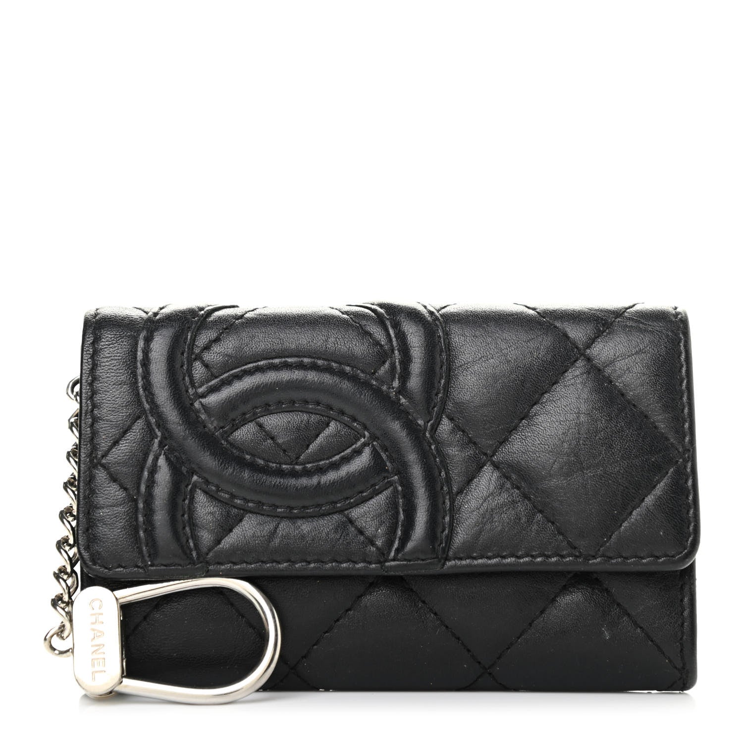 Chanel Calfskin Quilted Cambon Key Holder Case Black 1 of 8