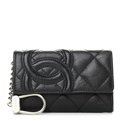 Chanel Calfskin Quilted Cambon Key Holder Case Black 1 of 8