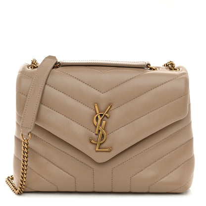 Saint Laurent Calfskin Y Quilted Monogram Small Loulou Chain Satchel Dark Beige 1 of 11