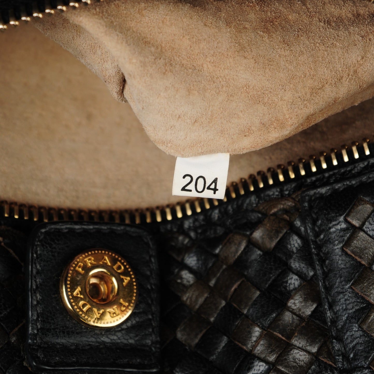 Goatskin Woven Small Tote Moro Black