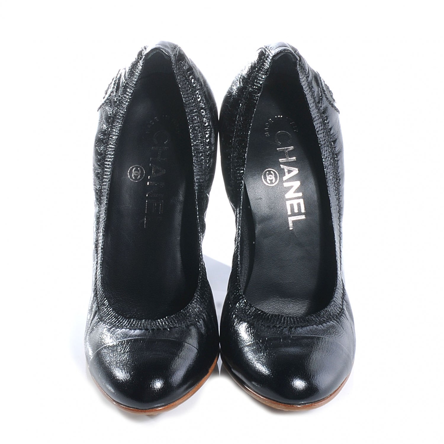 Chanel Chevre CC Cap Toe Elastic Pumps 35.5 Black 2 of 3