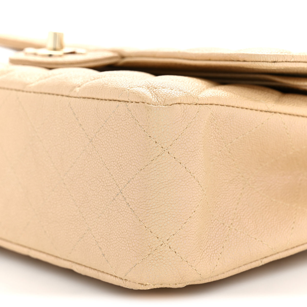 Chanel Iridescent Caviar Quilted Medium Double Flap Beige 10 of 11