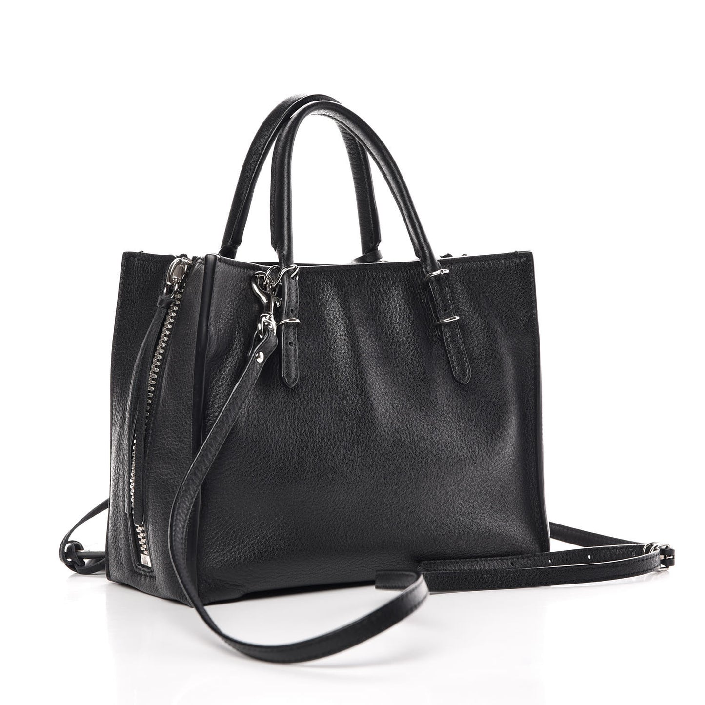 Grained Calfskin Papier Mini A4 Zip Around Tote Black