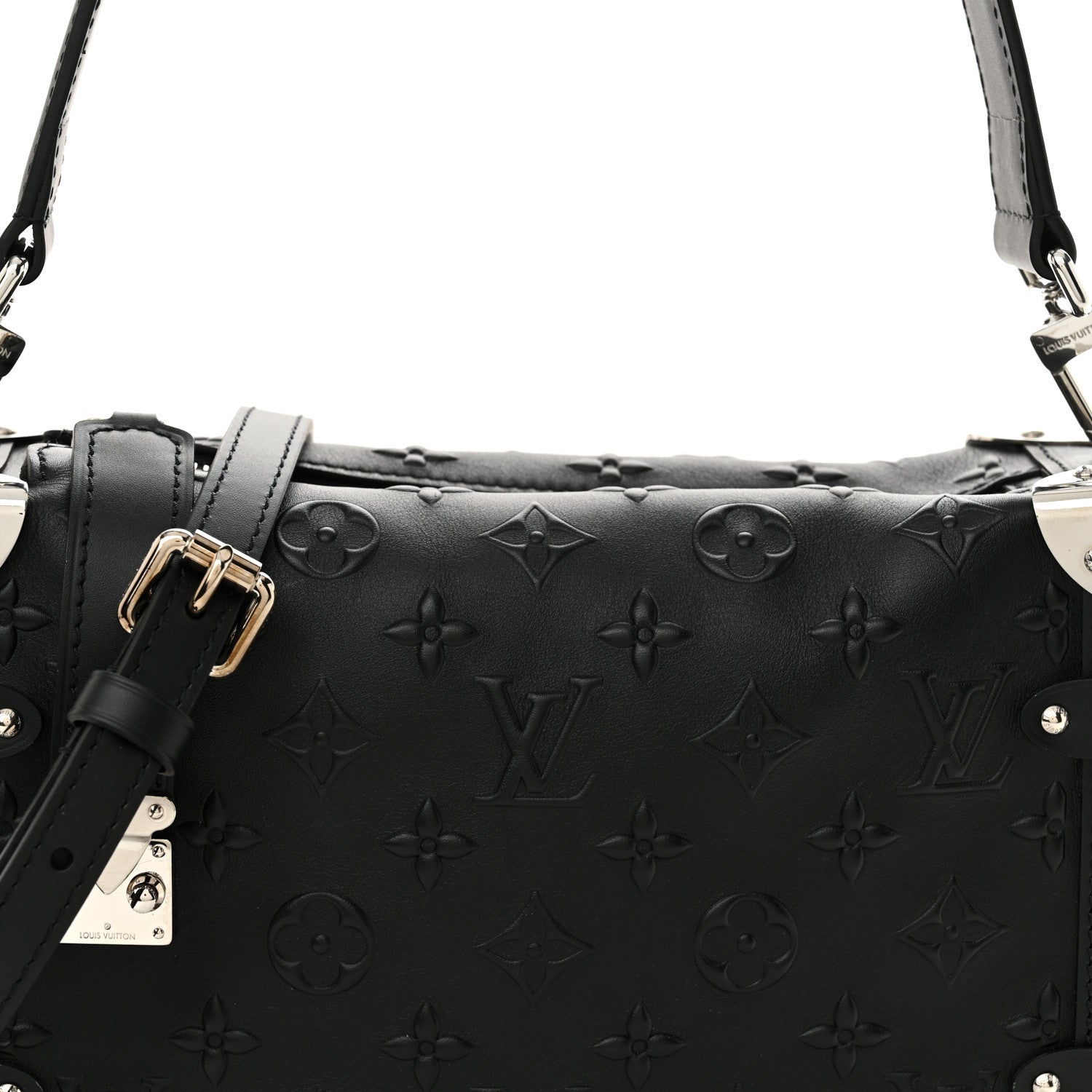 Louis Vuitton Calfskin Debossed Monogram Side Trunk Black 7 of 9