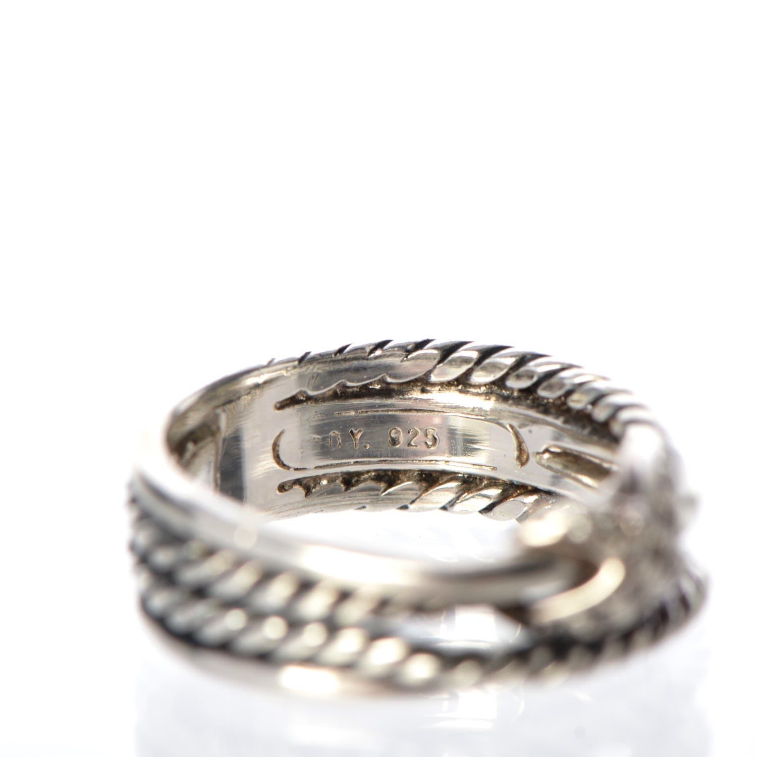 David Yurman Sterling Silver Diamond X Crossover Ring 47 4 4 of 4