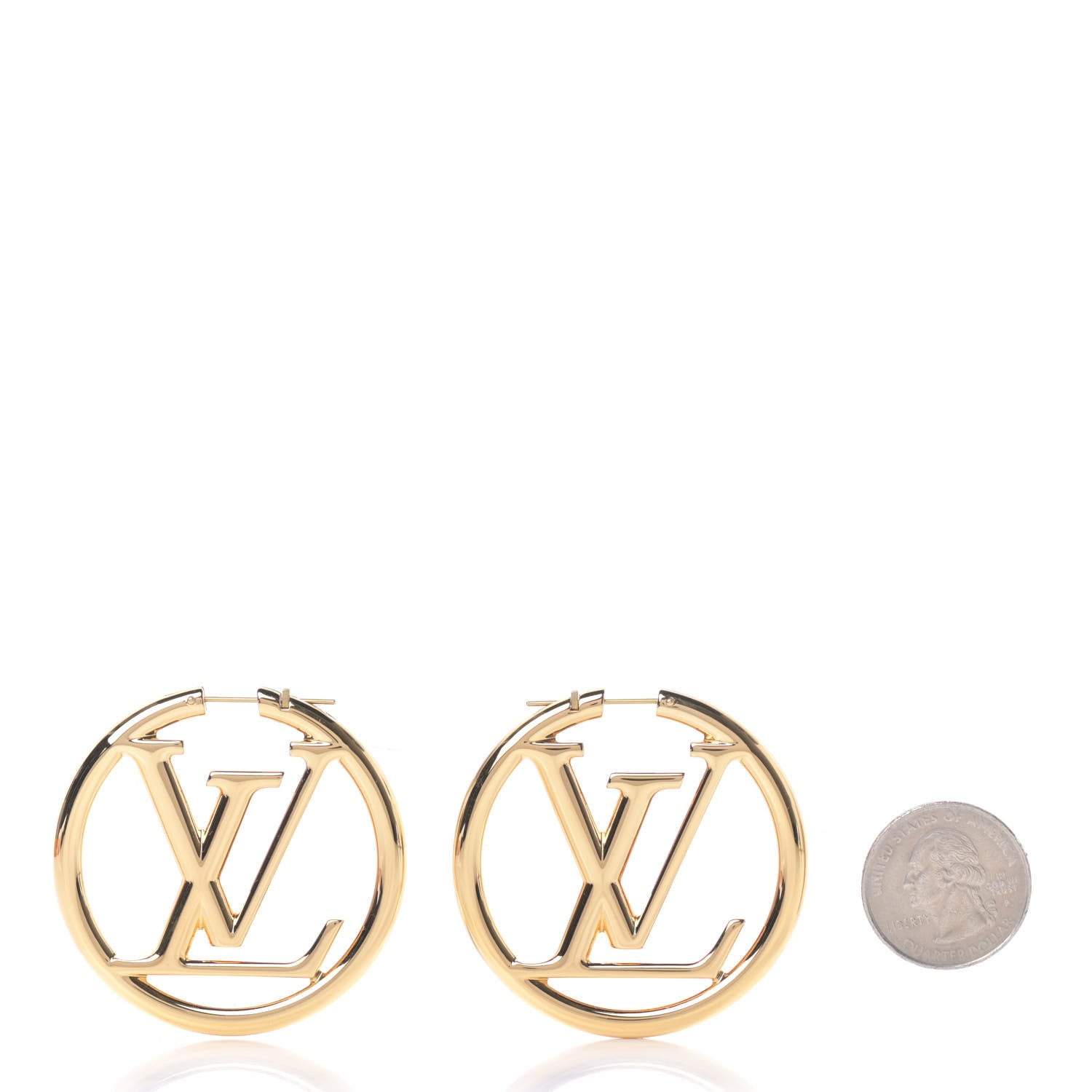 Louis Vuitton Metal Louise Hoop Earrings Gold 2 of 6