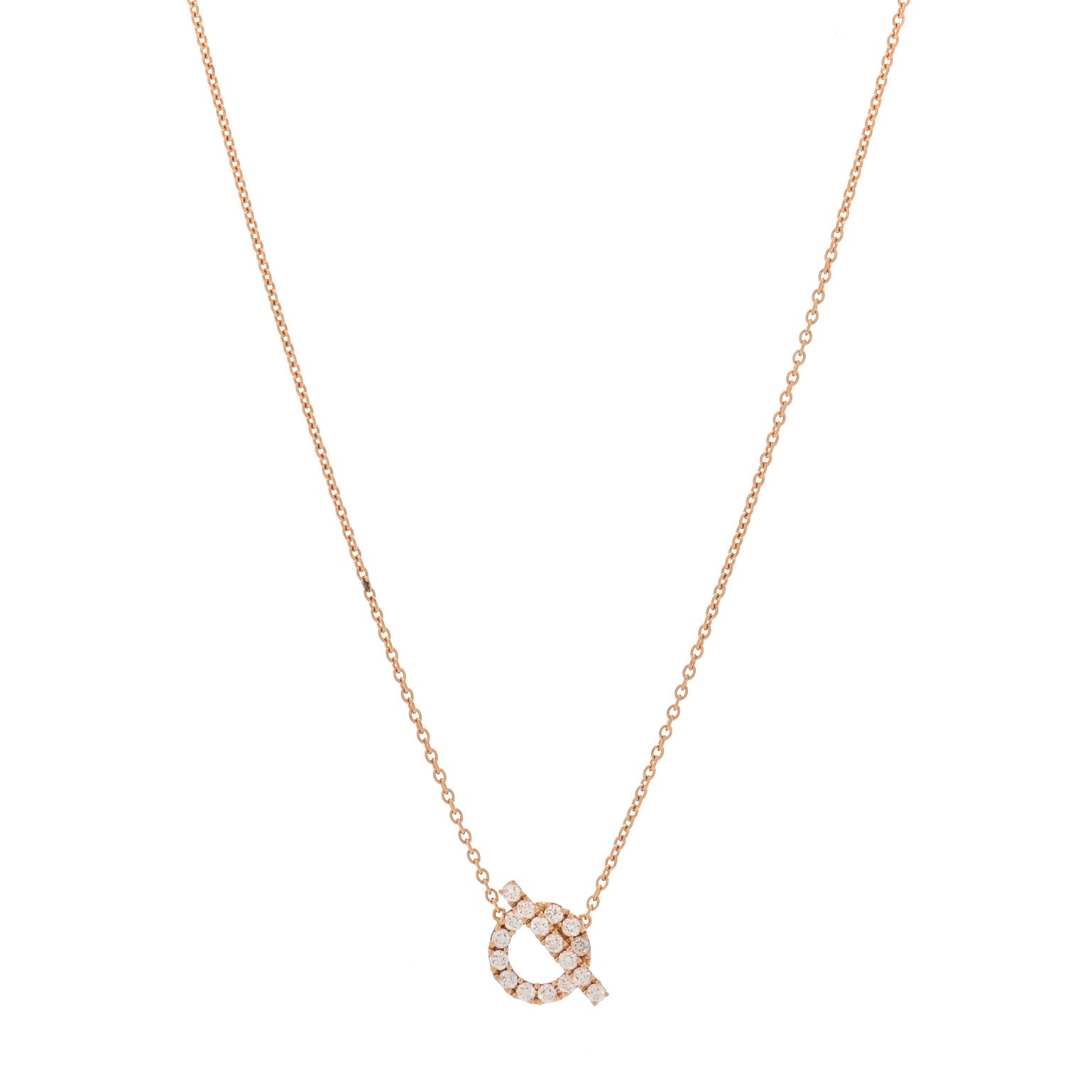 Hermes 18K Rose Gold Diamond Finesse Pendant Necklace 1 of 6