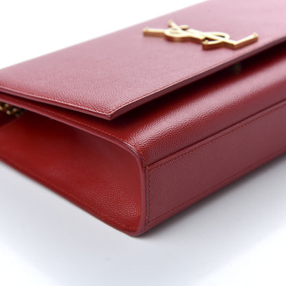 Saint Laurent Grain De Poudre Medium Monogram Kate Satchel Red 8 of 9