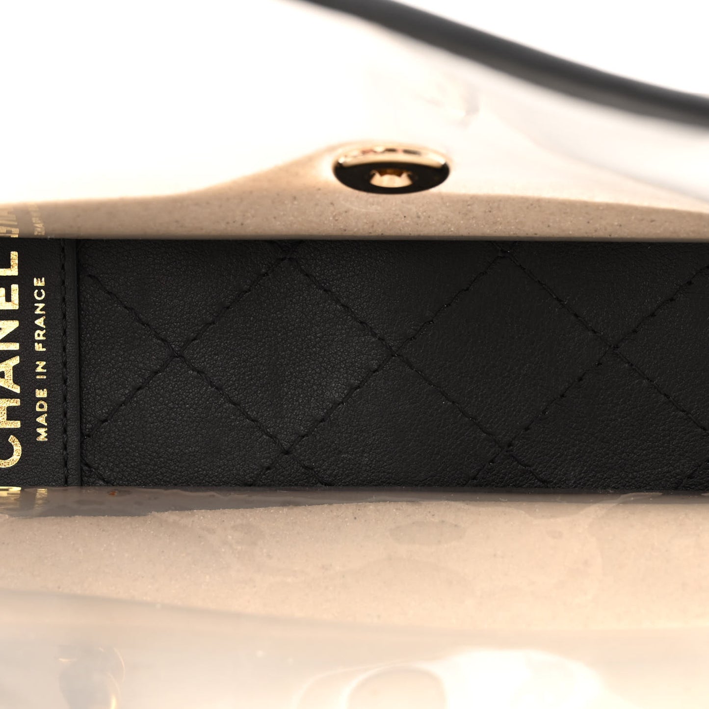 Lambskin PVC Sand By The Sea Flap With Pearl Strap Black