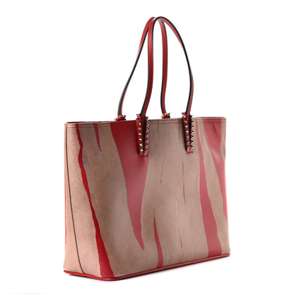 Christian Louboutin Calfskin Spikes Loubi Print East West Cabata Tote Kraft Red 2 of 6