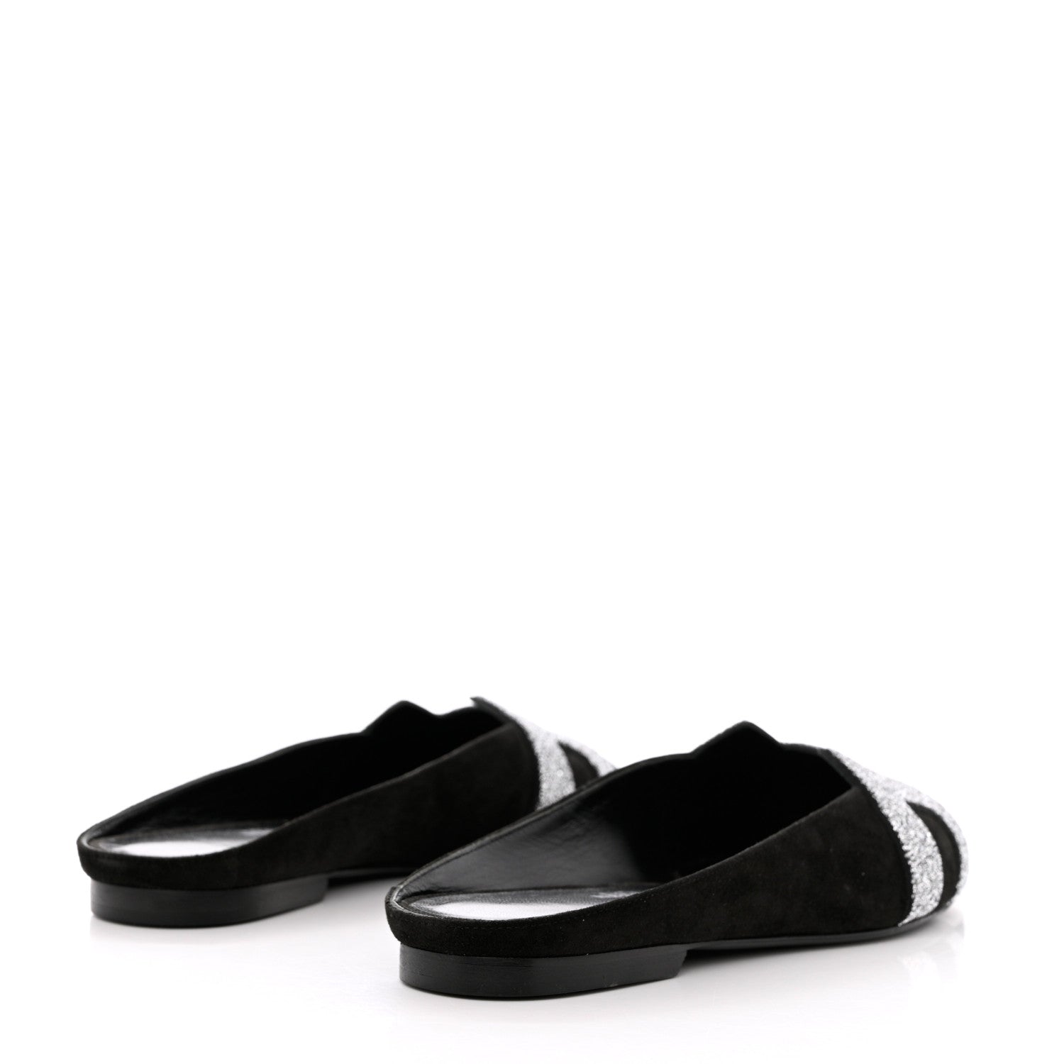 Hermes Satin Suede Goatskin Crystal Roxane Mules 37 Black 4 of 9
