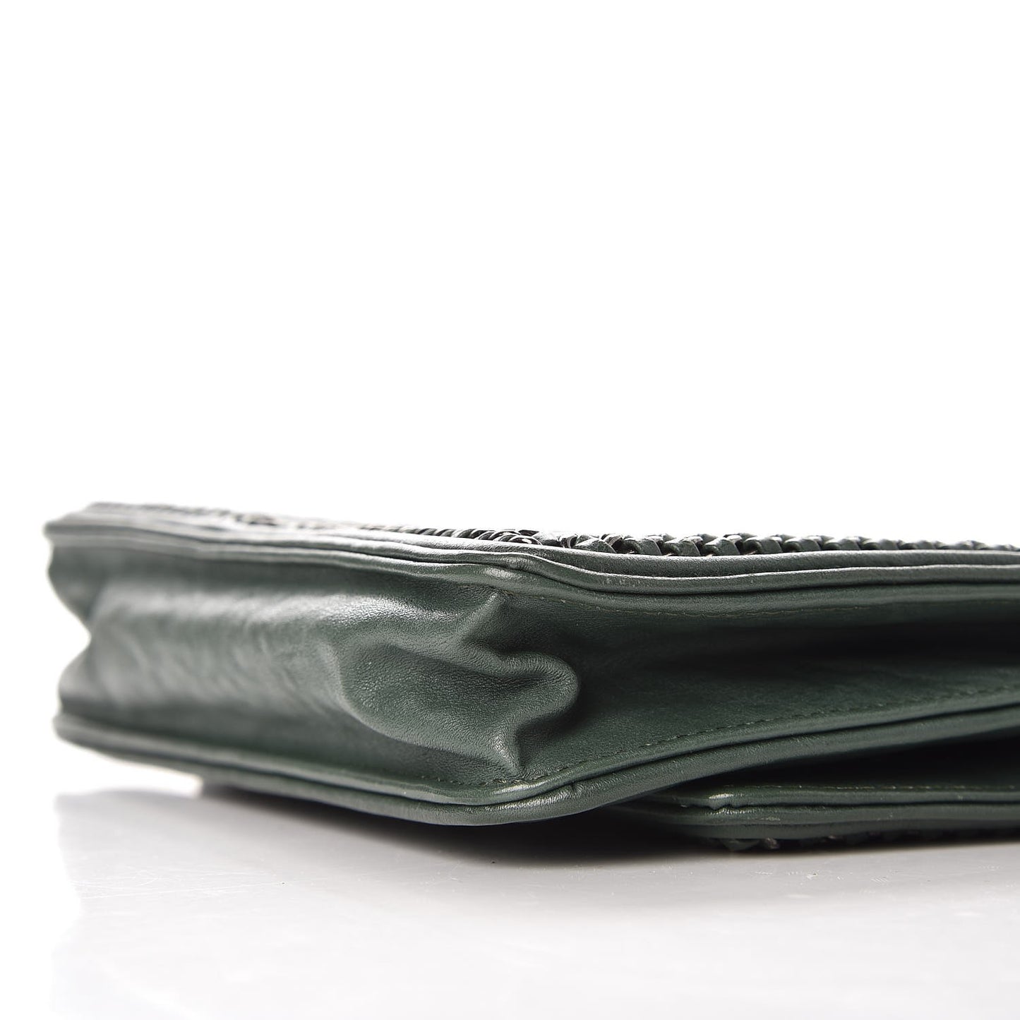 Calfskin Quilted Chain Around Boy Wallet On Chain WOC Green