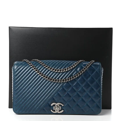Chanel Glazed Calfskin Quilted Large Coco Boy Flap Blue 11 of 11