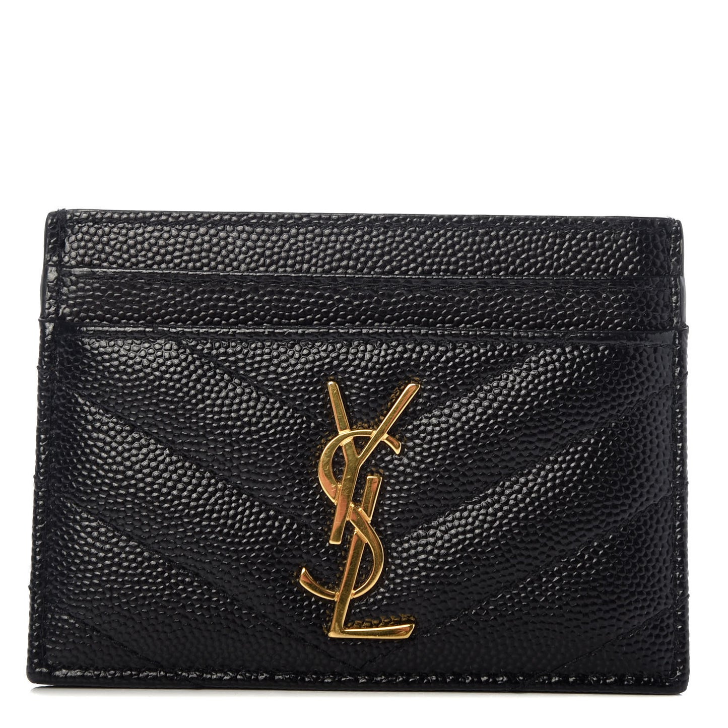 Grain De Poudre Matelasse Chevron Monogram Credit Card Case Black