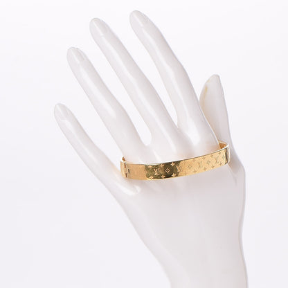 Louis Vuitton Brass Monogram Nanogram Cuff M Gold 2 of 8