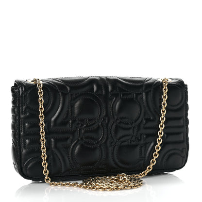 Salvatore Ferragamo Calfskin Quilted Gancini Mini Bag Black 3 of 11
