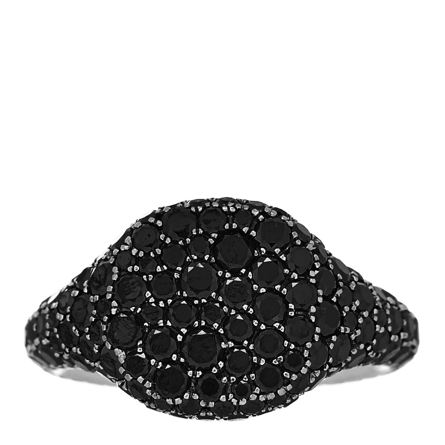 David Yurman 18K White Gold Black Diamond Pave Pinky Ring 44 3 1 of 5