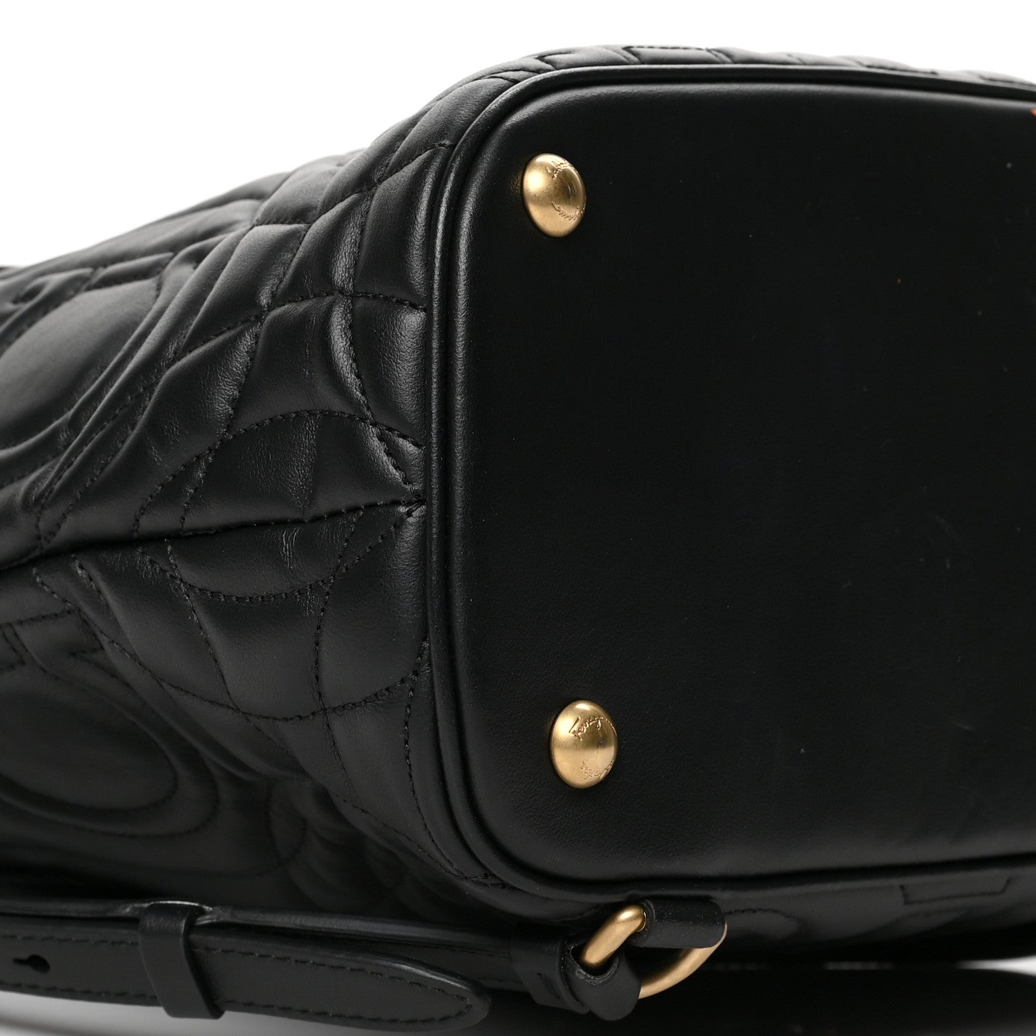 Salvatore Ferragamo Calfskin Quilted Gancini Backpack Black 8 of 9
