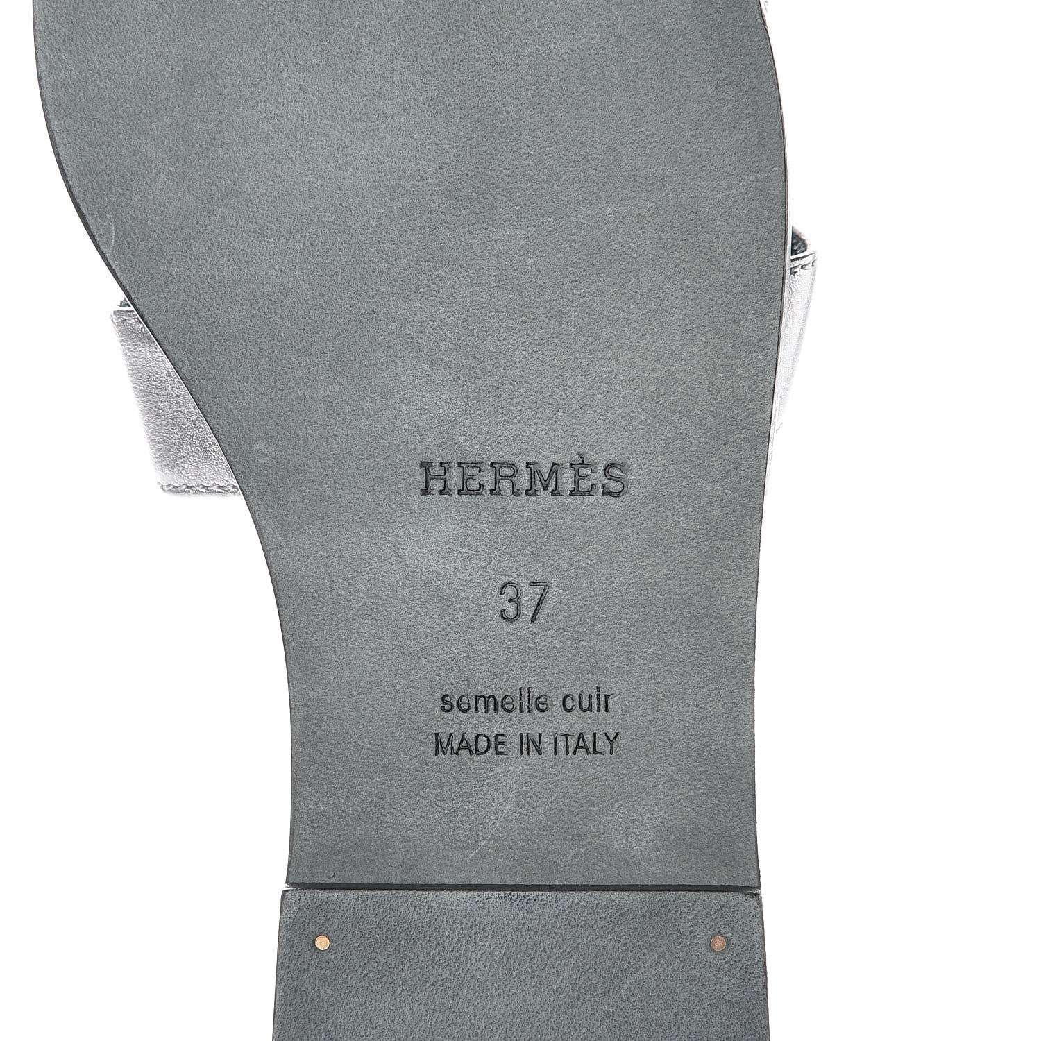 Hermes Metallic Nappa Calfskin Oran Sandals 37 Argent 5 of 11