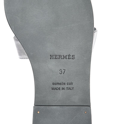 Hermes Metallic Nappa Calfskin Oran Sandals 37 Argent 5 of 11