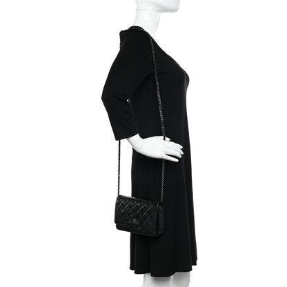 Chanel Patent Quilted Wallet On Chain WOC Black 2 of 14