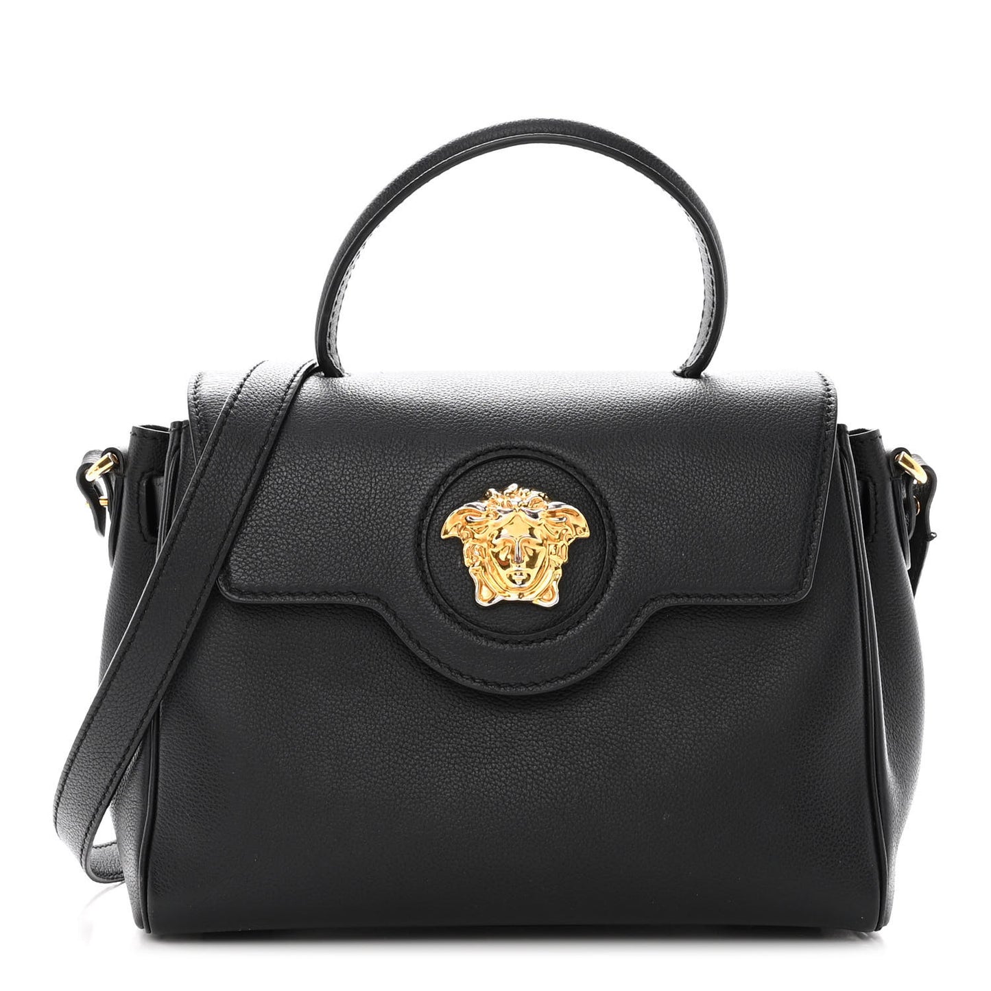 Calfskin Medium La Medusa Top Handle Handbag Black