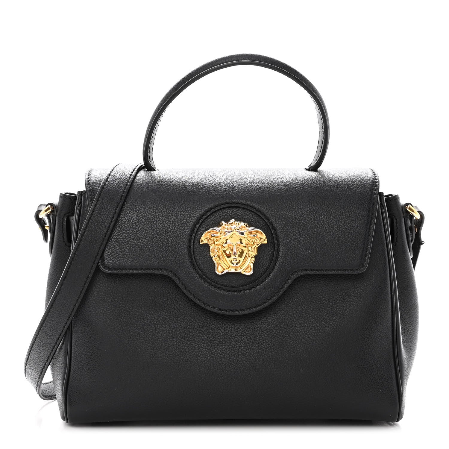Versace Calfskin Medium La Medusa Top Handle Handbag Black 1 of 12