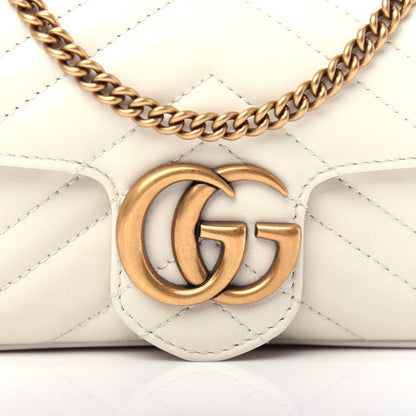 Gucci Calfskin Matelasse Super Mini GG Marmont Shoulder Bag White 10 of 11