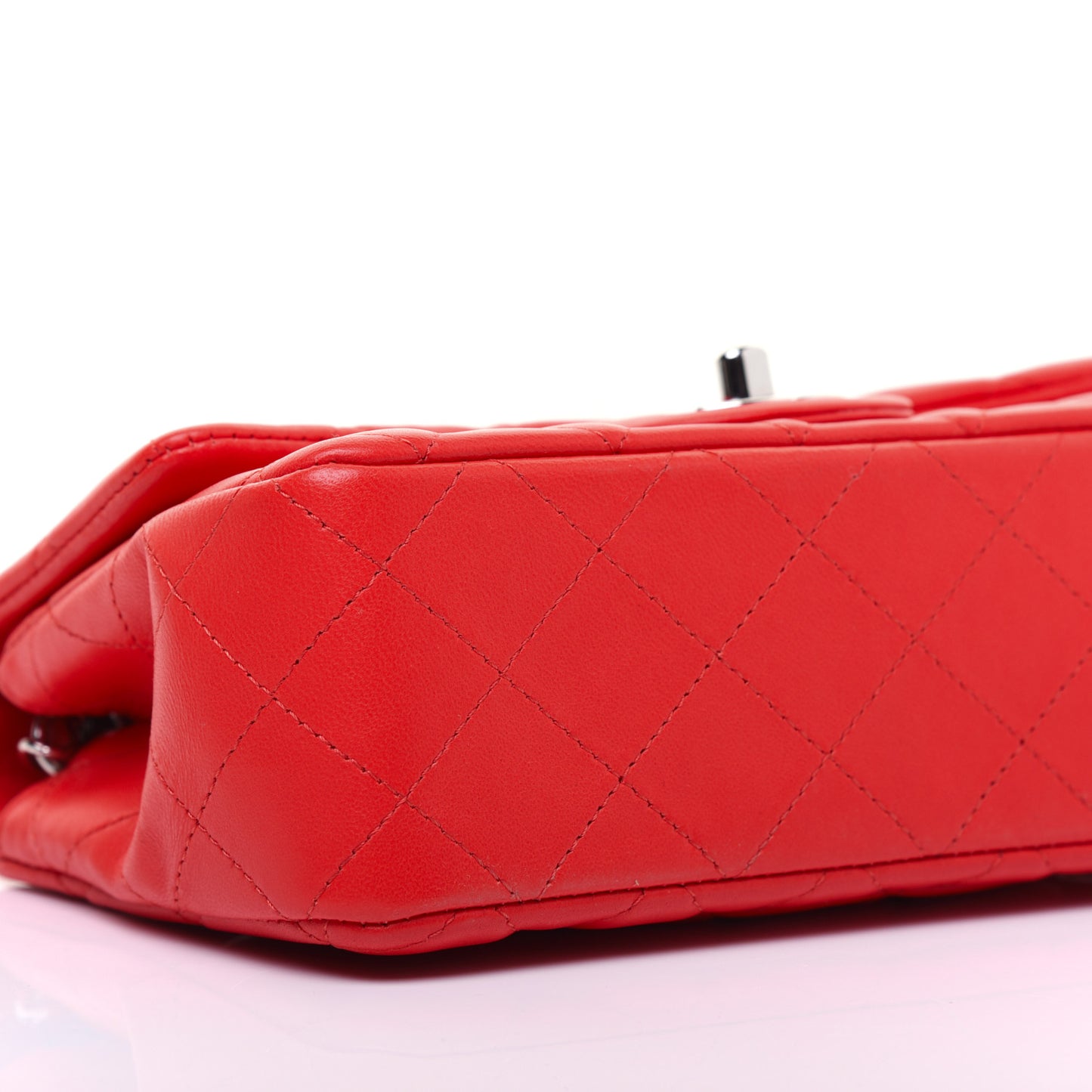 Lambskin Quilted Mini Rectangular Flap Red