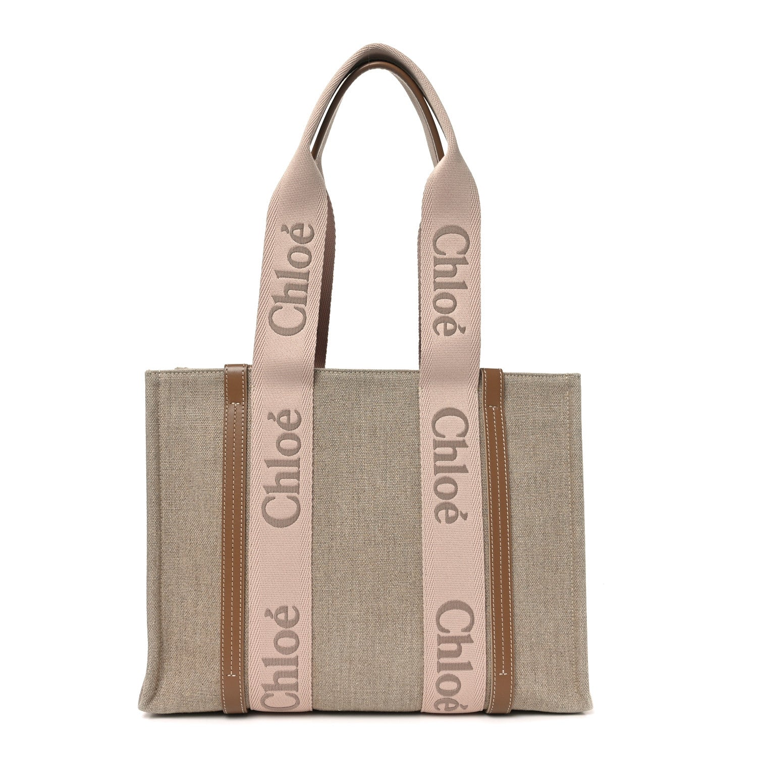 Chloe Linen Calfskin Medium Woody Ribbon Tote Blushy Beige 1 of 10