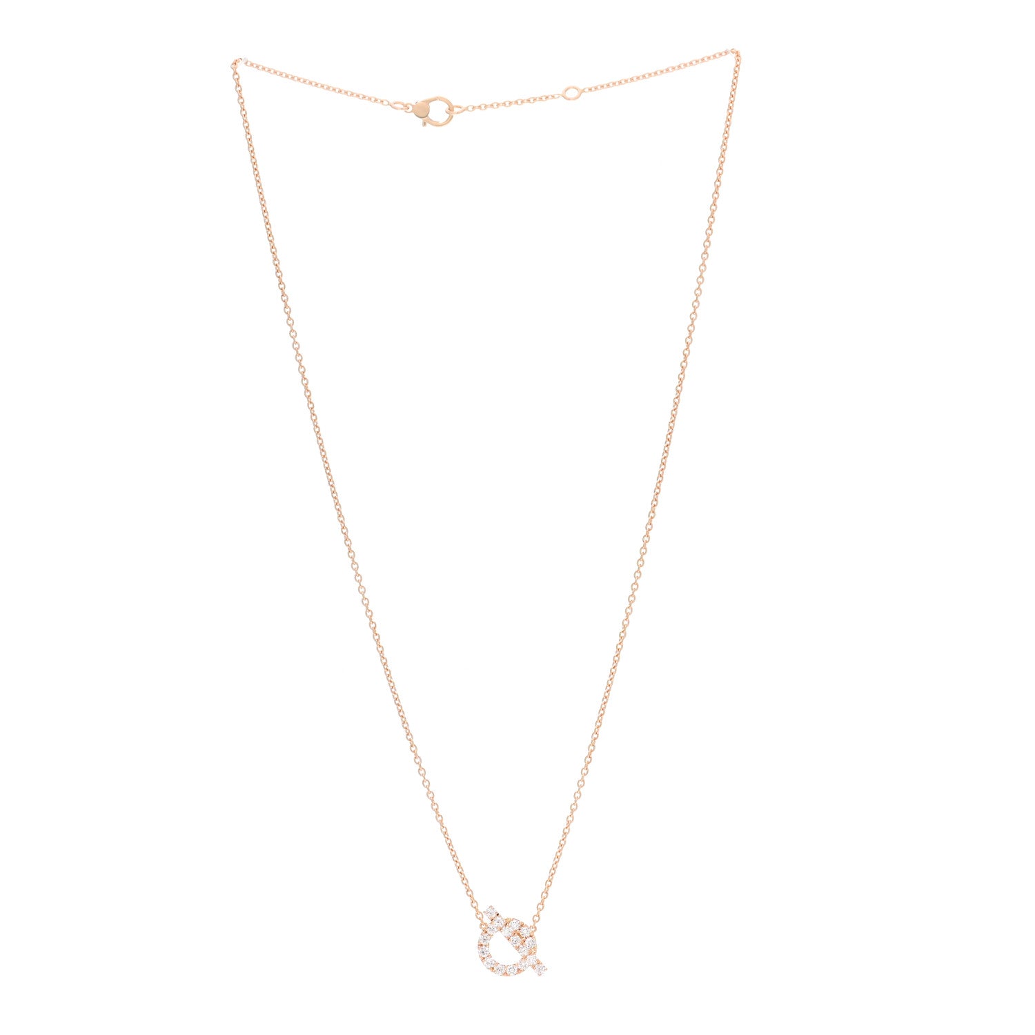 Hermes 18K Rose Gold Diamond Finesse Pendant Necklace 3 of 5