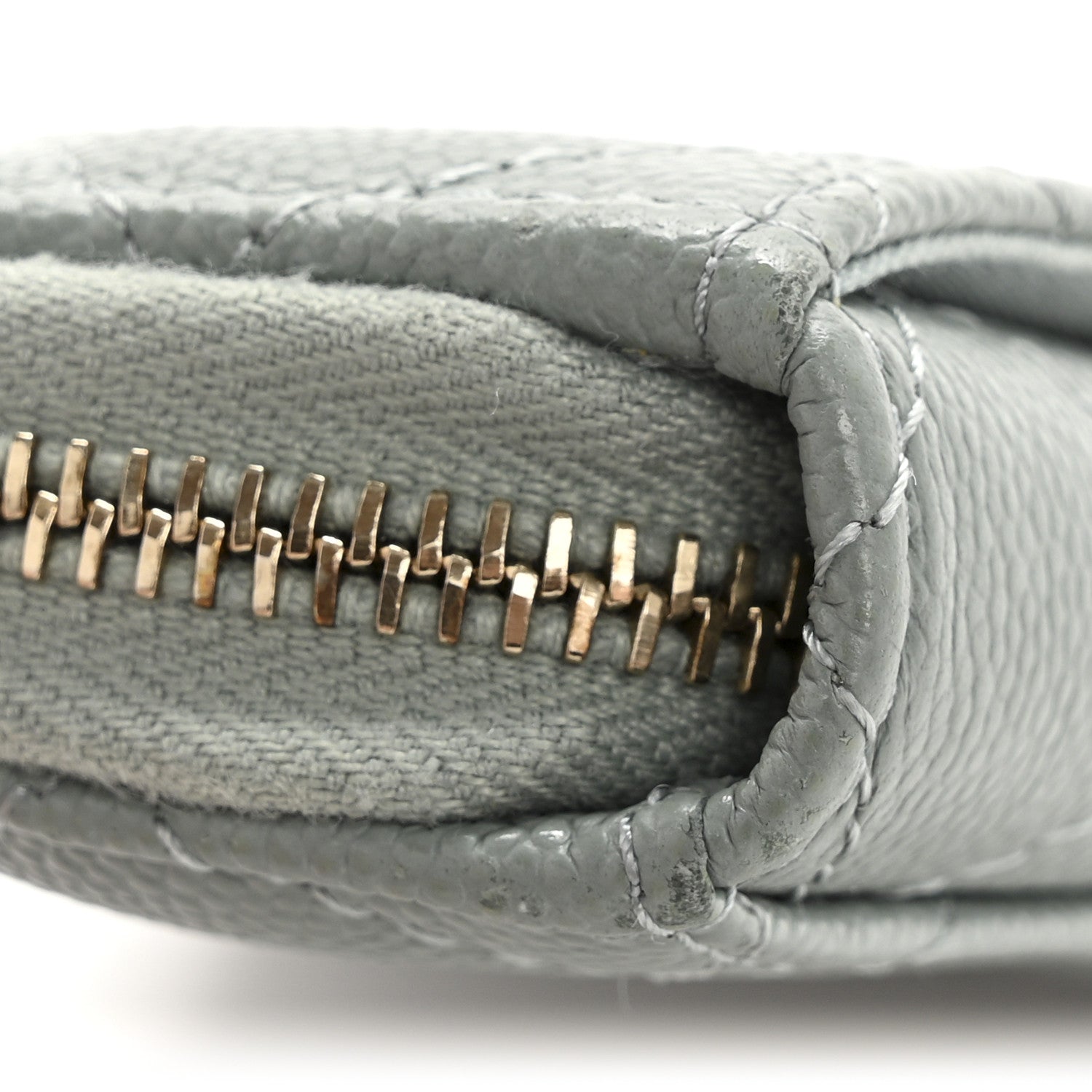Chanel Caviar Quilted Zip Card Holder Grey 9 of 10