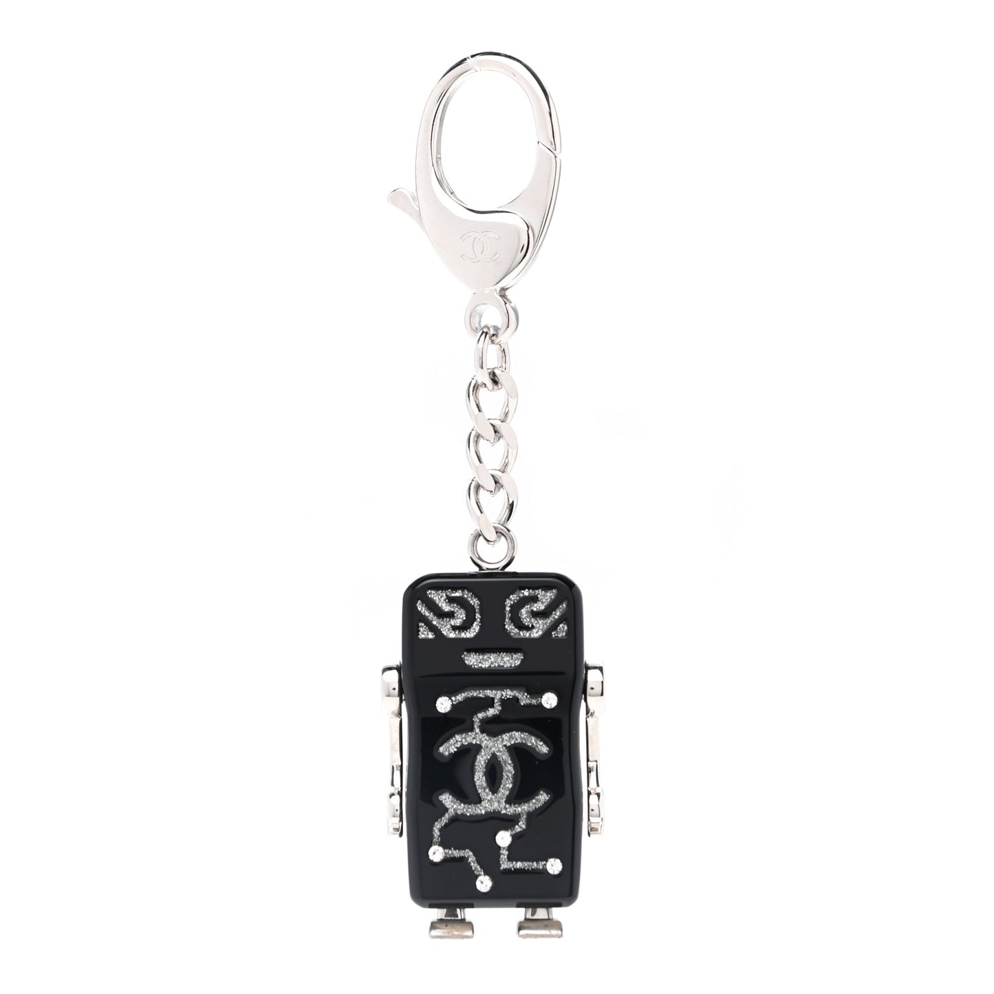Resin Crystal CC Robot Bag Charm Black