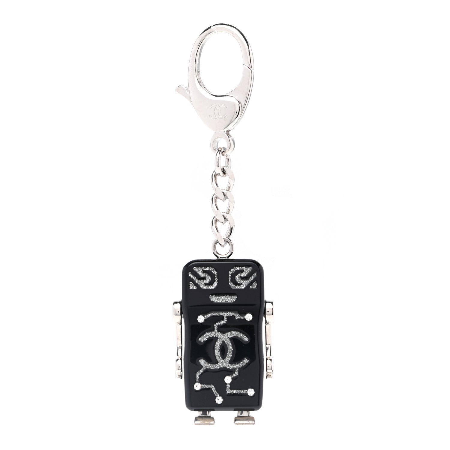 Chanel Resin Crystal CC Robot Bag Charm Black 1 of 4