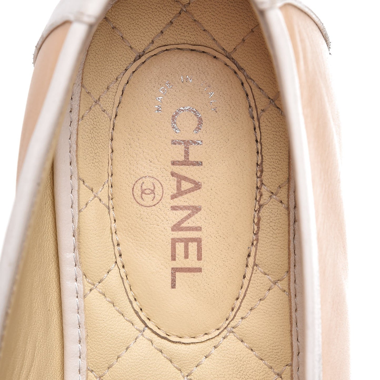 Lambskin CC Chain Loafers 38.5 Beige