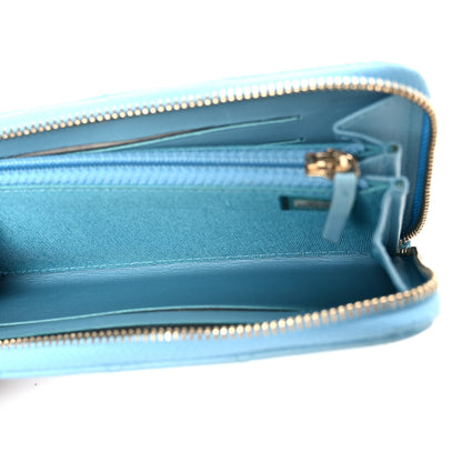 Chanel Lambskin Quilted Medium Zip Around Wallet Blue 5 of 8