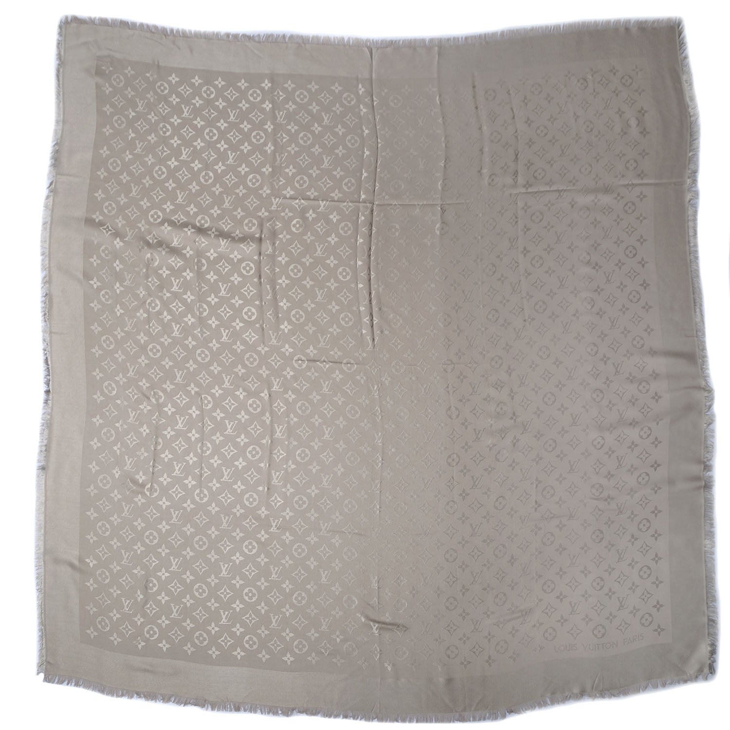 Louis Vuitton Silk Wool Monogram Shawl Beige 3 of 5