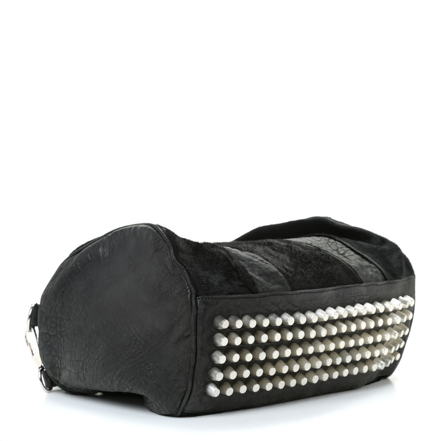 Alexander Wang Pebbled Lambskin Pony Hair Rocco Duffle Black Silver Hardware 5 of 12