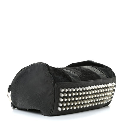 Alexander Wang Pebbled Lambskin Pony Hair Rocco Duffle Black Silver Hardware 5 of 12