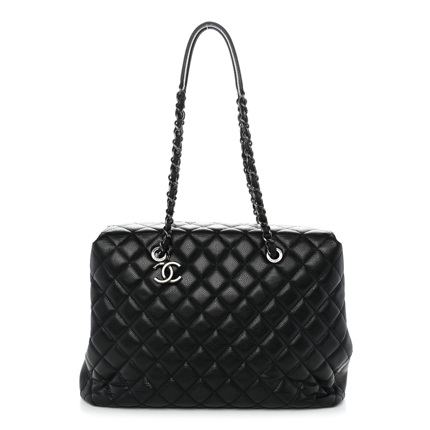 Caviar Quilted City Shopping Tote Black