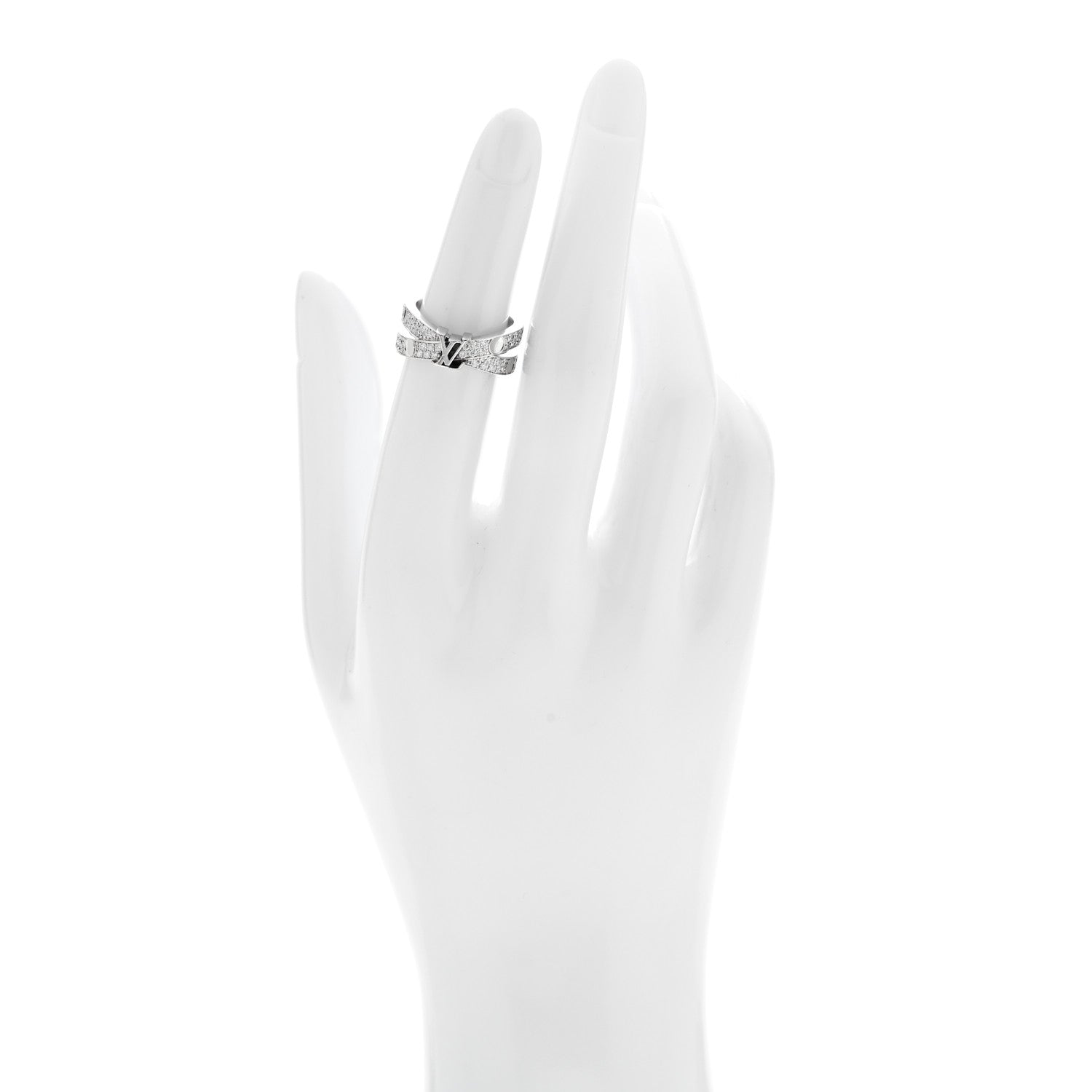 Louis Vuitton 18K White Gold Diamond Empreinte Double Pave Ring 49 5 2 of 5