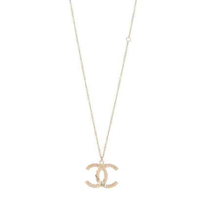 Chanel Pearl Crystal Leaf CC Necklace Gold 1 of 5