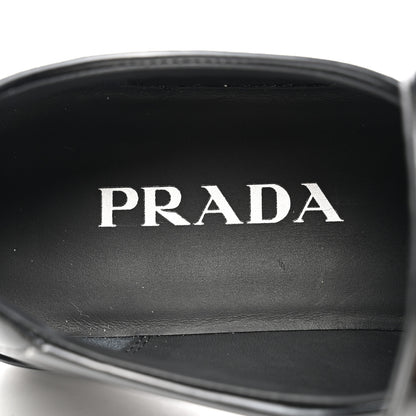 Prada Brushed Calfskin Triangle Patch Loafers 37.5 Black 7 of 12