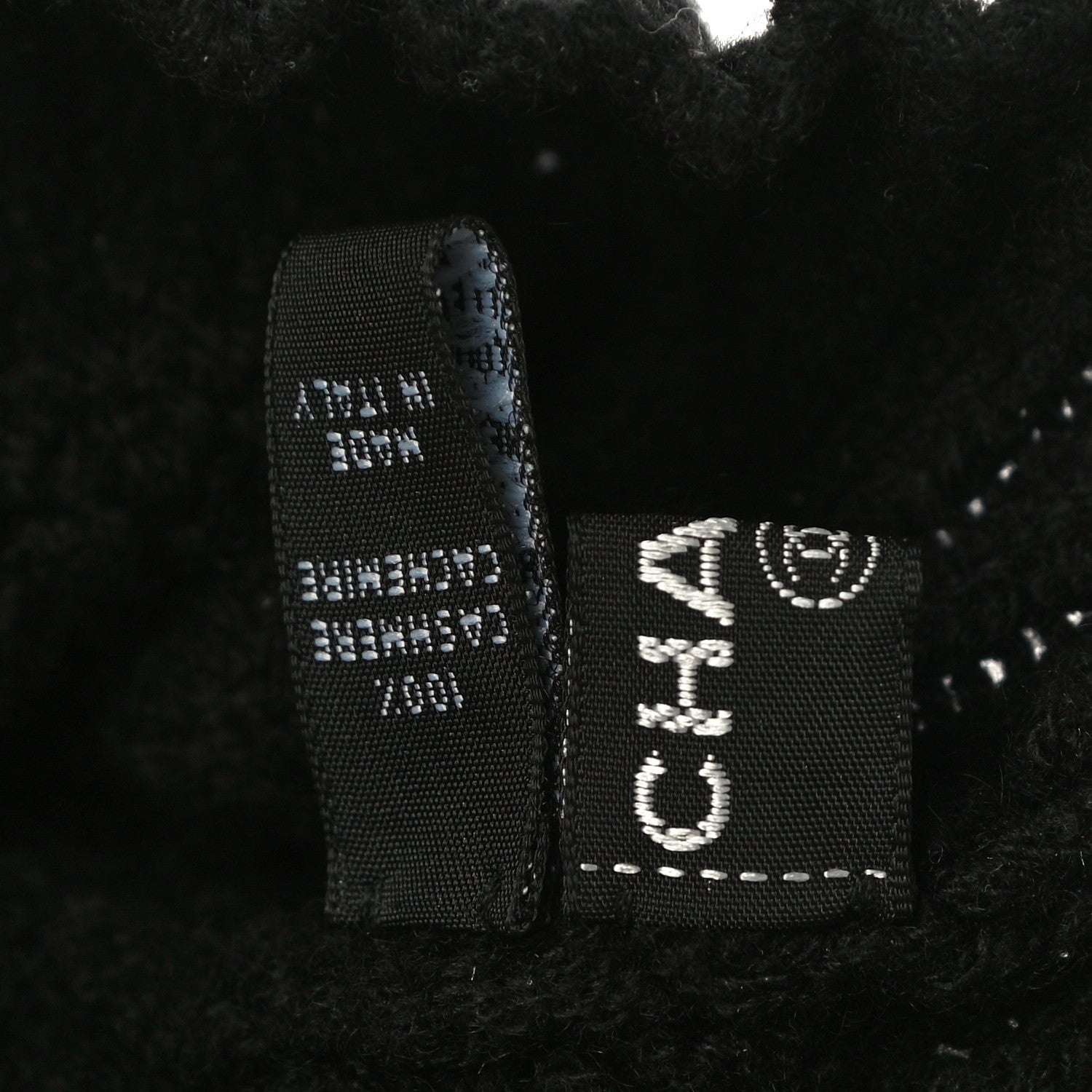 Chanel Cashmere Crystal Embellished Logo Beanie Hat Black 3 of 3
