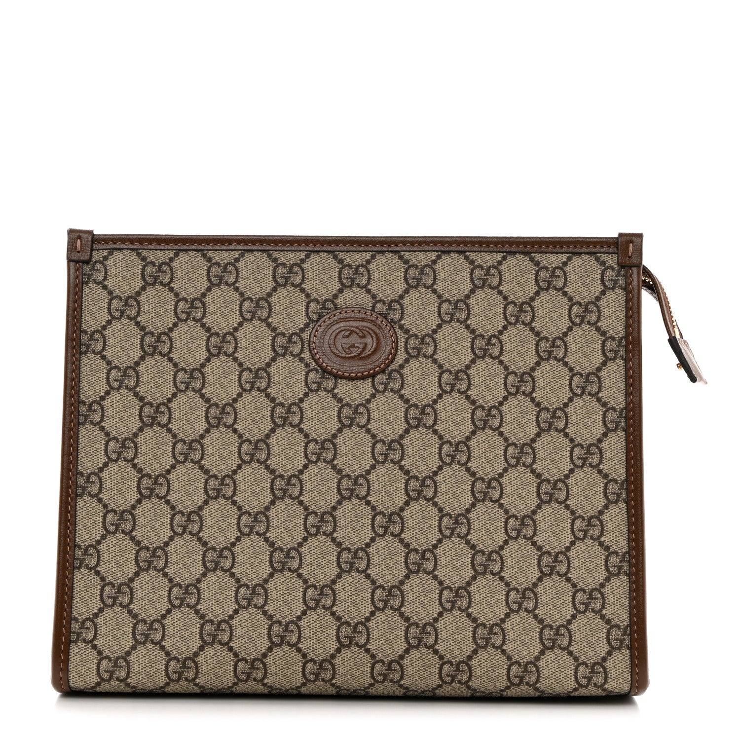 Gucci GG Supreme Monogram Azalea Calfskin Retro Interlocking G Beauty Case Beige Ebony Brown Sugar 1 of 9