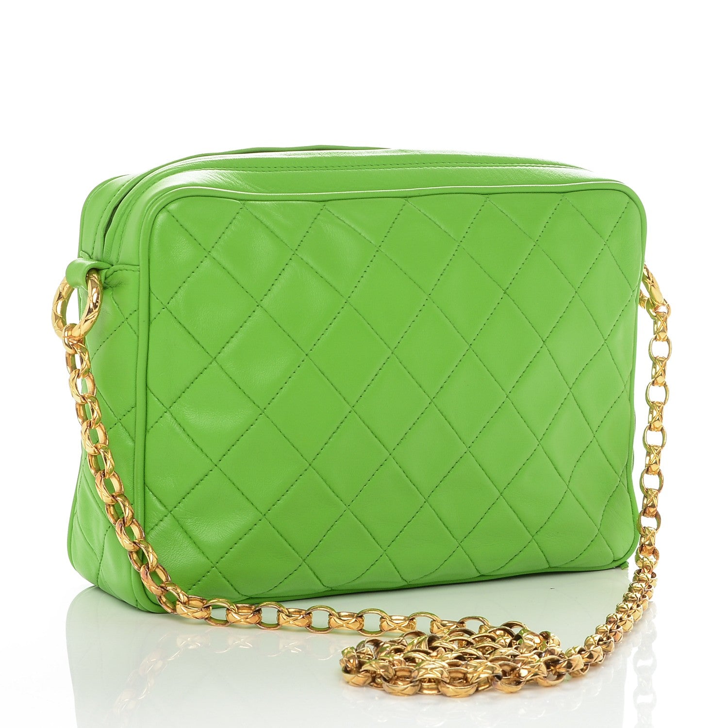 Chanel Lambskin Quilted Tassel Camera Case Green 3 of 9