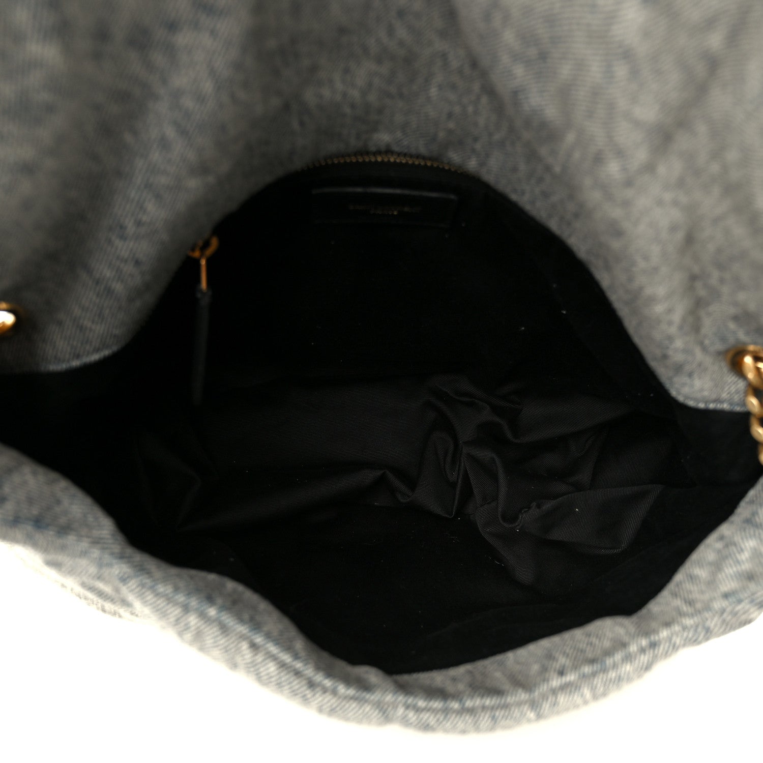 Saint Laurent Denim Quilted Medium Loulou Puffer Monogram Chain Satchel Azur 5 of 10