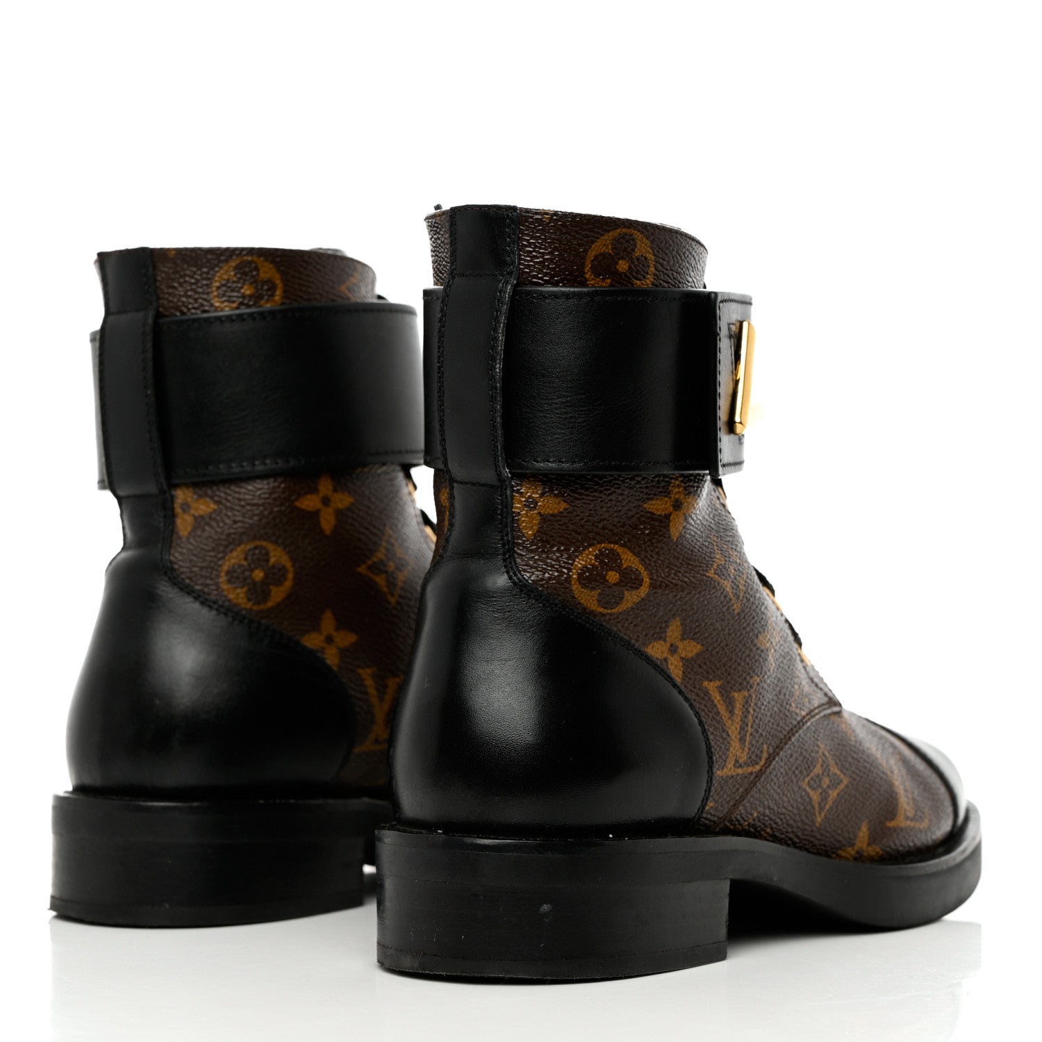 Louis Vuitton Calfskin Monogram Wonderland Flat Ranger Boots 37 Black 4 of 14