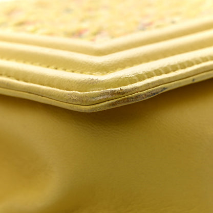 Chanel Tweed Lambskin Medium Boy Flap Yellow 12 of 14